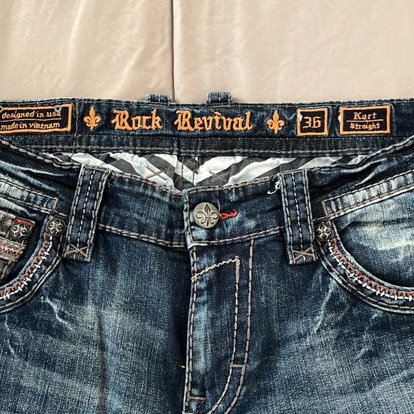 Men’s rock revival jeans. Style:Kort - Picture 3 of 6